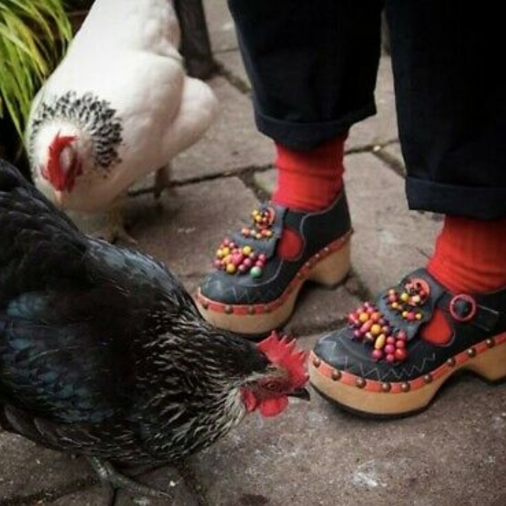 Vintage Jackie Leggett Clogs UK6 , Turquoise/Multi